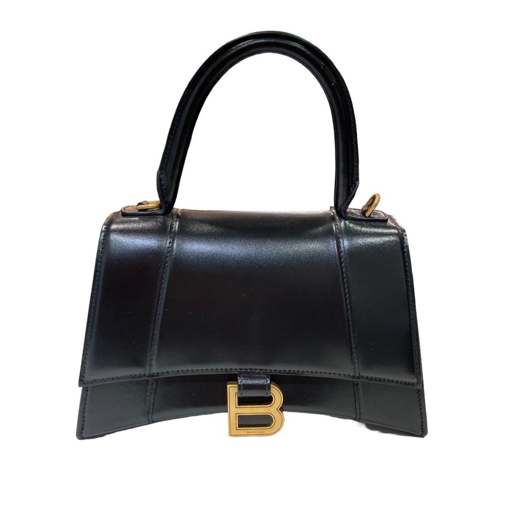 Balenciaga Hourglass Handbag Black Leather